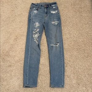 American Eagle Outfitters Light Blue Distressed Straight Leg Jeans